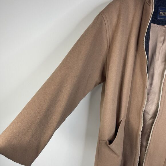 VTG Pendleton Women's Size 8 Tan Wool Full Zip Hooded Coat Classic Minimalist - Picture 3 of 13